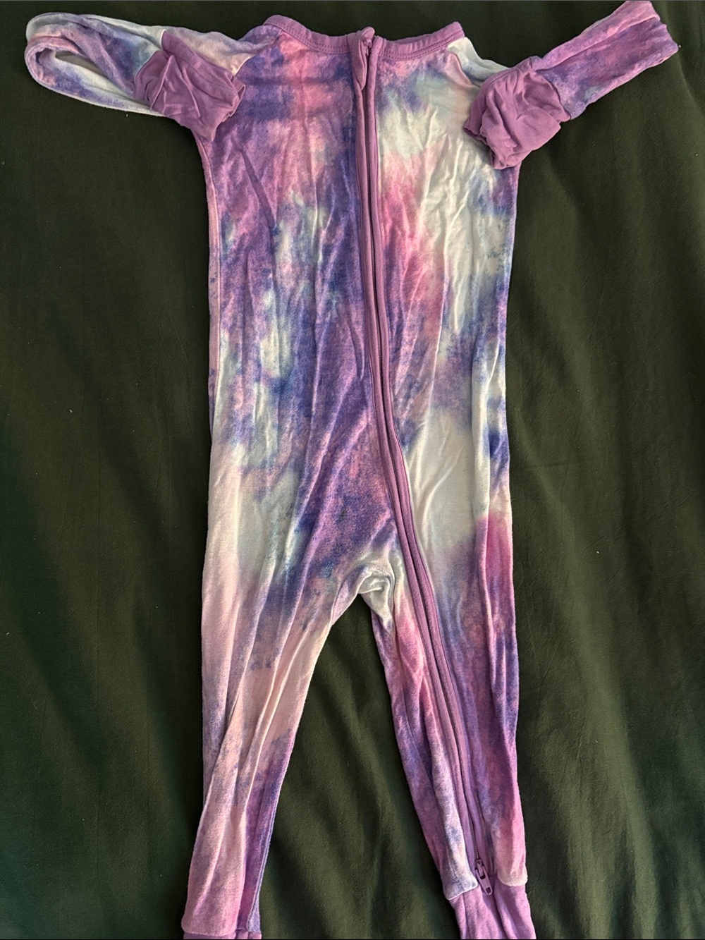Little Sleepies Purple & Pink Tie-Dye Zipper Footed One-Piece